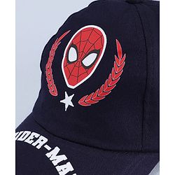 Pine Kids Marvel Cotton Woven  Summer Cap With Spider Man Print Navy Blue - Diameter 20 cm
