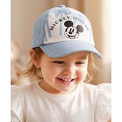 Pine Kids Cotton Woven Cap With Mickey Mouse Print Light Blue - Diameter 16 cm