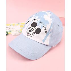 Pine Kids Cotton Woven Cap With Mickey Mouse Print Light Blue - Diameter 16 cm