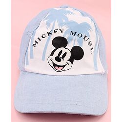 Pine Kids Cotton Woven Cap With Mickey Mouse Print Light Blue - Diameter 16 cm