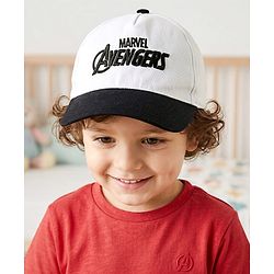 Pine Kids Marvel Cotton Woven Cap With Avenger Graphics - White & Black