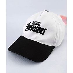 Pine Kids Marvel Cotton Woven Cap With Avenger Graphics - White & Black