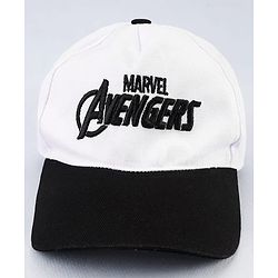 Pine Kids Marvel Cotton Woven Cap With Avenger Graphics - White & Black
