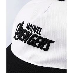 Pine Kids Marvel Cotton Woven Cap With Avenger Graphics - White & Black