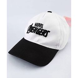 Pine Kids Marvel Cotton Woven Cap With Avenger Graphics - White & Black