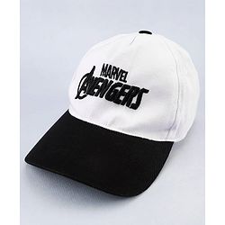 Pine Kids Marvel Cotton Woven Cap With Avenger Graphics - White & Black