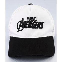 Pine Kids Marvel Cotton Woven Cap With Avenger Graphics - White & Black