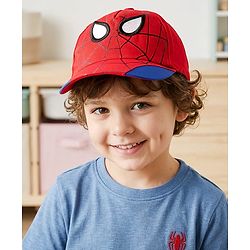 Pine Kids Marvel 100% Cotton Woven Summer Cap With Spider Man Graphics Red - Diameter 19 cm