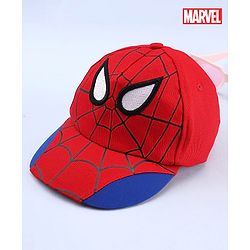 Pine Kids Marvel 100% Cotton Woven Summer Cap With Spider Man Graphics Red - Diameter 19 cm