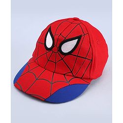 Pine Kids Marvel 100% Cotton Woven Summer Cap With Spider Man Graphics Red - Diameter 19 cm