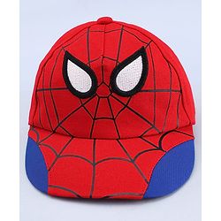 Pine Kids Marvel 100% Cotton Woven Summer Cap With Spider Man Graphics Red - Diameter 19 cm