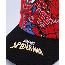 Pine Kids Marvel 100% Cotton Woven Summer Cap With Spider Man Graphics Red - Diameter 20 cm