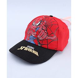Pine Kids Marvel 100% Cotton Woven Summer Cap With Spider Man Graphics Red - Diameter 20 cm