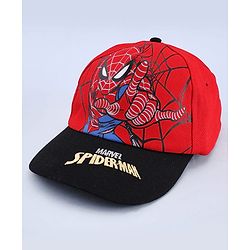 Pine Kids Marvel 100% Cotton Woven Summer Cap With Spider Man Graphics Red - Diameter 20 cm