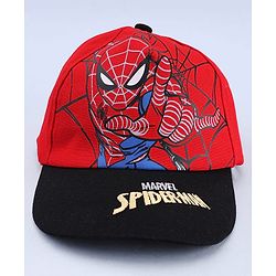 Pine Kids Marvel 100% Cotton Woven Summer Cap With Spider Man Graphics Red - Diameter 20 cm