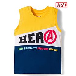 Pine Kids Marvel 100% Cotton Knit Sleeveless Cut N Sew Tank T-Shirt With Avengers Graphics - Multicolour