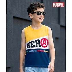 Pine Kids Marvel 100% Cotton Knit Sleeveless Cut N Sew Tank T-Shirt With Avengers Graphics - Multicolour