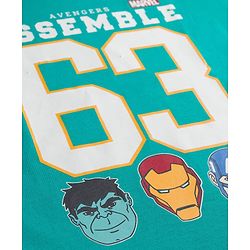 Pine Kids Marvel Single Jersey Knit Drop Shoulder Half Sleeves  Oversized T-Shirt with Front & Back Avengers Graphic - Mint