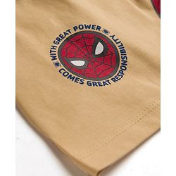 Pine Kids Marvel Single Jersey Knit Drop Shoulder Half Sleeves T-Shirts with Front & Back Spider-Man Graphics - Beige
