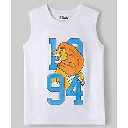 Pine Kids Disney Single Jersey Knit Sleeveless T-Shirts with Lion King Print Pack of 2- Blue & White
