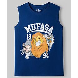 Pine Kids Disney Single Jersey Knit Sleeveless T-Shirts with Lion King Print Pack of 2- Blue & White