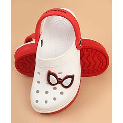 Pine Kids Marvel Back Strap Clogs With Spider Man Applique - Red & White