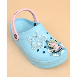 Pine Kids Lucas Back Strap Clogs With Elsa Applique - Light Blue