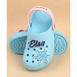Pine Kids Lucas Back Strap Clogs With Elsa Applique - Light Blue