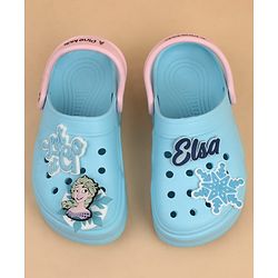 Pine Kids Lucas Back Strap Clogs With Elsa Applique - Light Blue