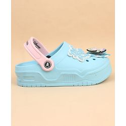 Pine Kids Lucas Back Strap Clogs With Elsa Applique - Light Blue