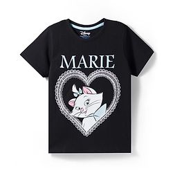 Pine Kids Disney Single Jersey Knit Half Sleeves T-Shirt & Shorts Night Suit With Marie Graphics - Blue