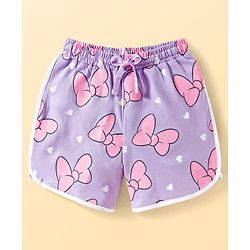 Pine Kids Disney Single Jersey Knit Half Sleeves T-Shirt & Shorts Night Suit with Minnie Mouse Graphic - Multicolor