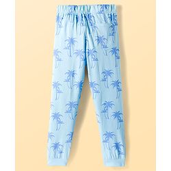 Pine Kids Disney Single Jersey Knit Half Sleeves T-Shirt & Pajama Night Suit with Stitch Graphics - White & Blue