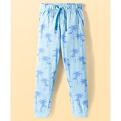 Pine Kids Disney Single Jersey Knit Half Sleeves T-Shirt & Pajama Night Suit with Stitch Graphics - White & Blue