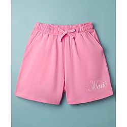 Pine Kids Disney Single Jersey Knit Half Sleeves Short Night Suit with Marie Graphic - Pink & White