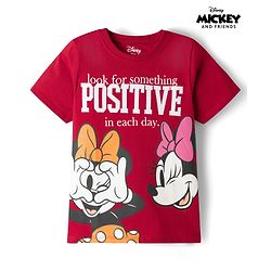 Pine Kids Disney Single Jersey Knit Half Sleeves T-Shirt with  Minnie Mouse & Friends Graphic - Maroon