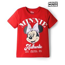 Pine Kids Disney Single Jersey Knit Half Sleeves T-Shirt With Minnie Mouse Graphics - Maroon