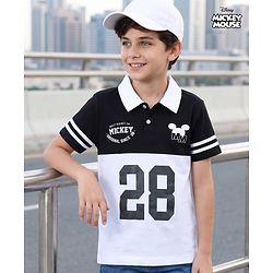 Pine Kids Disney Single Jersey Knit Half Sleeves Polo T-Shirt With Mickey Mouse Graphics - Multicolor