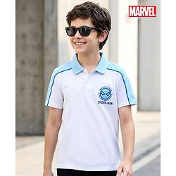Pine Kids Marvel 100% Cotton Knit Half Sleeves Polo T-Shirt With Spider-Man Graphic -Multicolour
