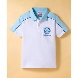 Pine Kids Marvel 100% Cotton Knit Half Sleeves Polo T-Shirt With Spider-Man Graphic -Multicolour