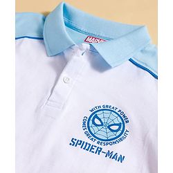 Pine Kids Marvel 100% Cotton Knit Half Sleeves Polo T-Shirt With Spider-Man Graphic -Multicolour