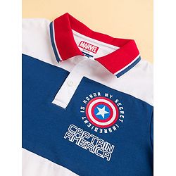 Pine Kids Marvel Single Jersey Knit Half Sleeves Polo T-Shirt With Avengers Graphics - Multicolor