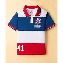 Pine Kids Marvel Single Jersey Knit Half Sleeves Polo T-Shirt With Avengers Graphics - Multicolor