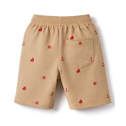 Pine Kids Looper Above Knee Length Shorts with Anchor Print - Tan