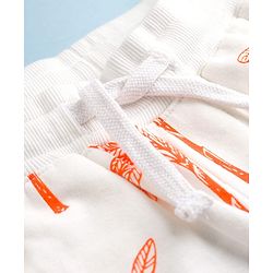 Pine Kids Looper Knit Above Knee Length Shorts with Coconut Tree Print - Off White