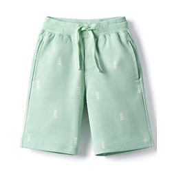 Pine Kids Looper Above Knee Length Shorts with Light House Print - Sea Green