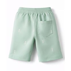 Pine Kids Looper Above Knee Length Shorts with Light House Print - Sea Green