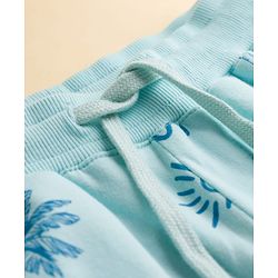 Pine Kids Looper Knit Above Knee Length Shorts with Beach Theme Print - Sea Green