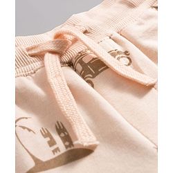 Pine Kids Looper Knit Above Knee Length Short with Beach Theme Print - Off White
