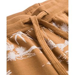 Pine Kids Looper Knit Above Knee Length Shorts with Beach Theme Print - Brown